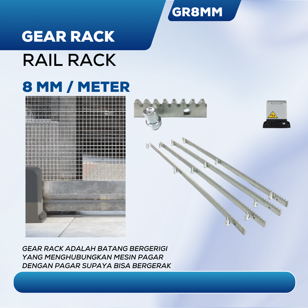 Gear Rack Rail Zinc 8mm Mesin Pagar Otomatis
